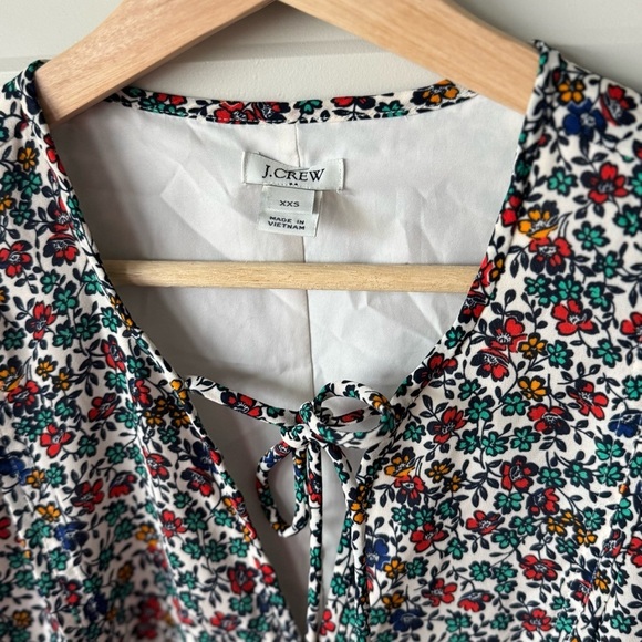J.Crew Fiery Sunset Floral Long Sleeve V-Neck Printed Flowy Dress Size XXS - Picture 4 of 9